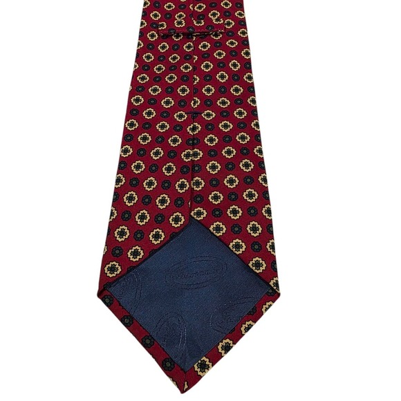 Faconnable Men Tie Necktie Designer Luxury Red Yellow Geometric Corporate Casual - Picture 4 of 13